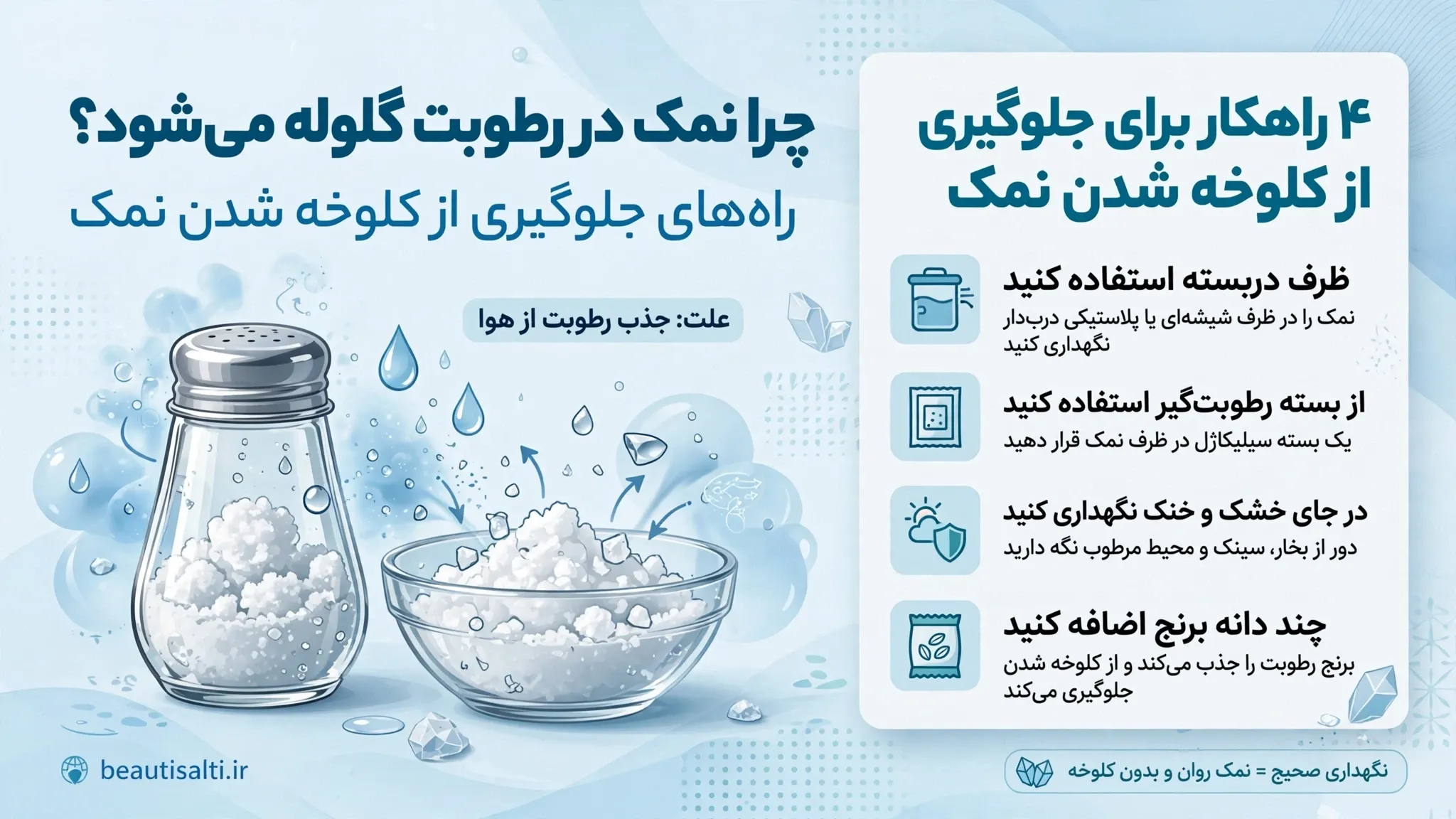 نقش رطوبت هوا در گلوله شدن نمک