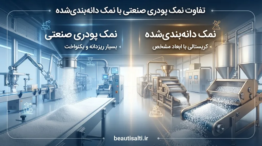 تفاوت نمک پودری صنعتی با نمک دانهبندیشده